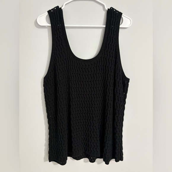 Everlane Tank Top Women XXL Black Stretch Sweater Crochet Knit Organic Cotton - Picture 8 of 8